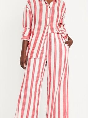 Old Navy Red & White Striped Button-Front Set